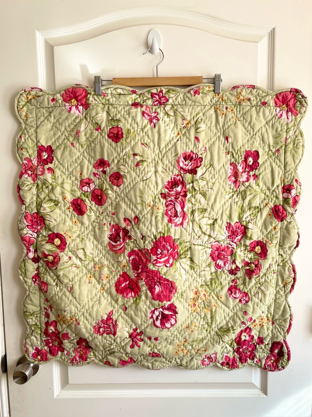 POTTERY BARN Quilted Linen Cotton Euro Sham 30x30” Reversible Farmhouse Decor